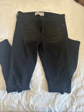 Abercrombie & Fitch Black Skinny Jeans with Distressed Hem